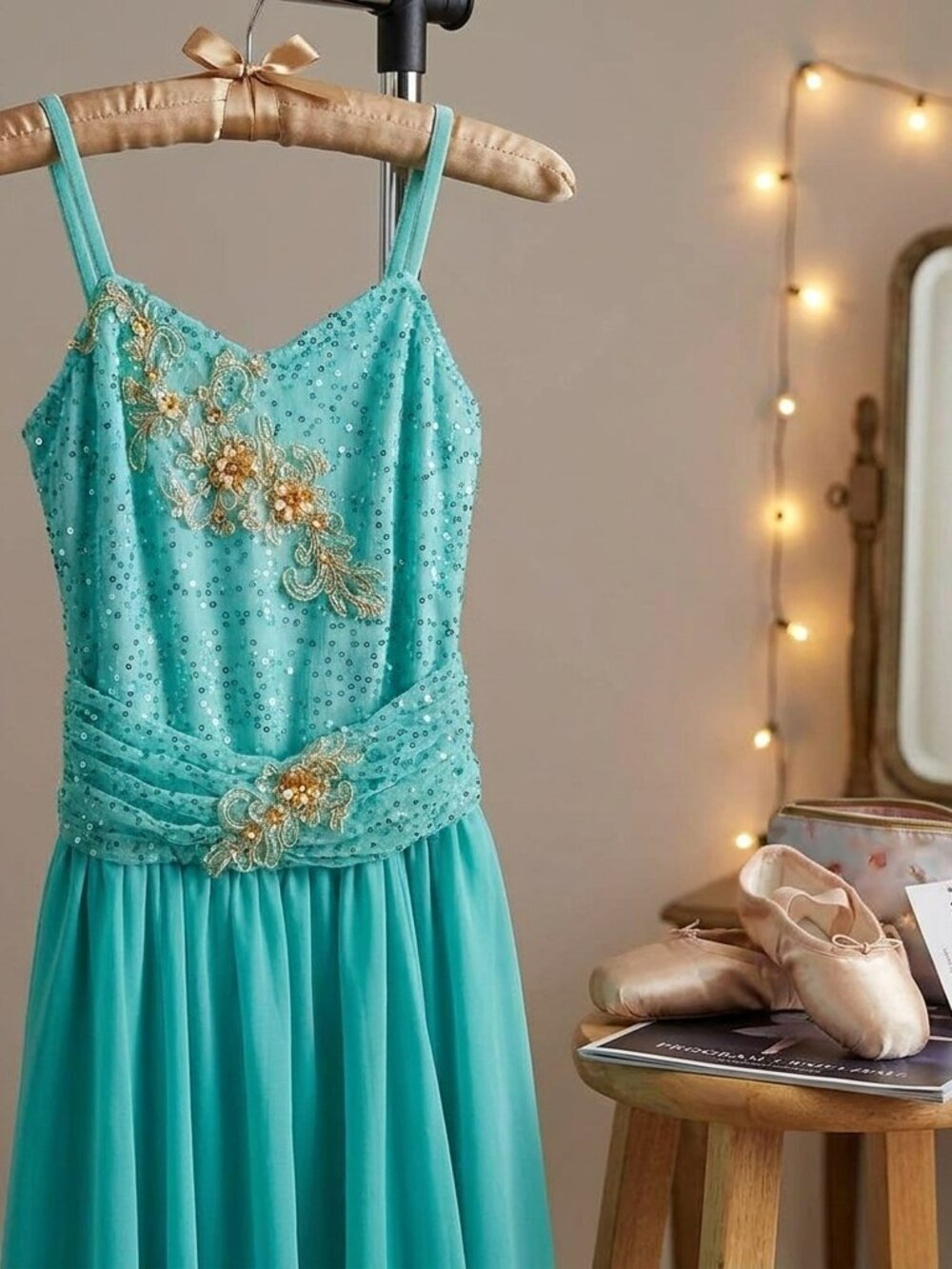 Girls' Costume Gallery Size XLC Turquoise "Till Our Eyes Meet" Dance Costume